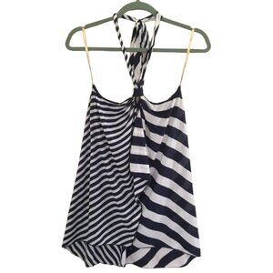 Ella Moss Halter Top Women's Size Medium Blue White Navy Stripe Excellent used c